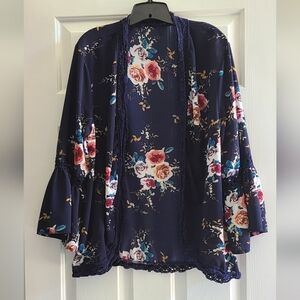 Floral Kimono Top with Bell Sleeves